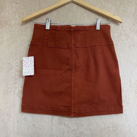 NWT Free People Zip Mini Skirt  Size 28 Reddish‎ Brown MSRP $68 Boho - Picture 16 of 16
